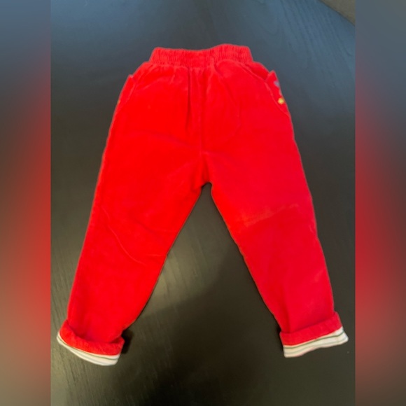 Mini Boden Bright Red Corduroy pants with floral embroidery NWT size 3-4Y - Picture 5 of 10